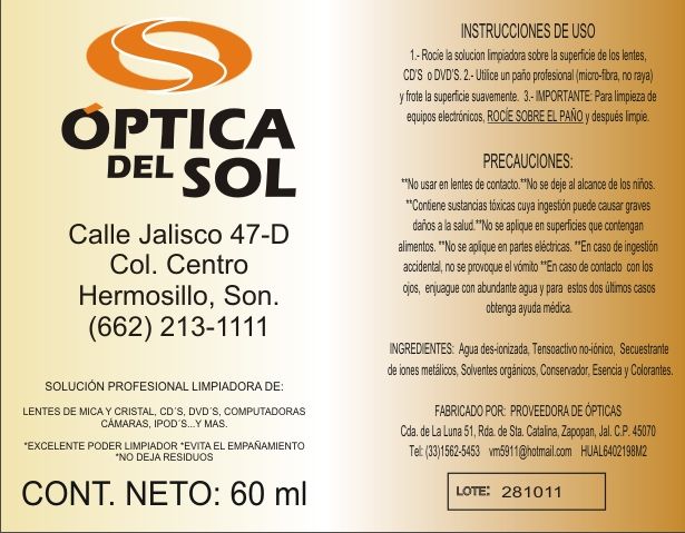 OPTICAS DEL SOL EN HERMOSILLO, SON.
